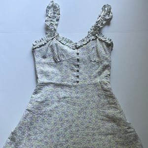 Zara size XS babydoll dress skater skirt ditsy floral print ruffles buttons